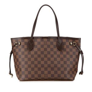 LOUIS VUITTON Brown Damier Leather Neverfull PM Tote Bag